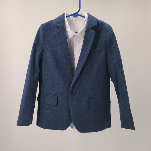 H & M linen boys blazer navy blue Size 6x NWT Formal Event party Wedding - Picture 2 of 8